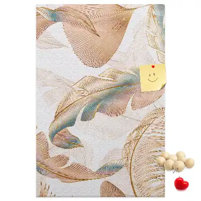 Wall cork memo board with bird feather motif