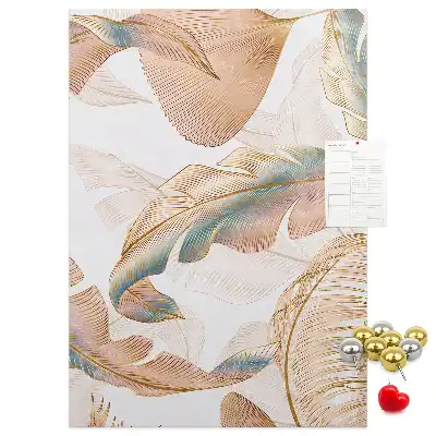 Wall cork memo board with bird feather motif