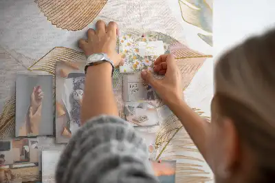 Wall cork memo board with bird feather motif