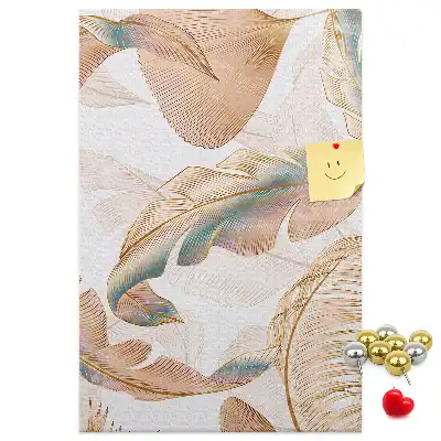 Wall cork memo board with bird feather motif