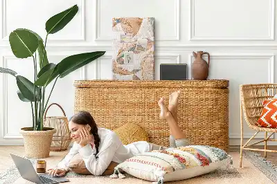 Wall cork memo board with bird feather motif