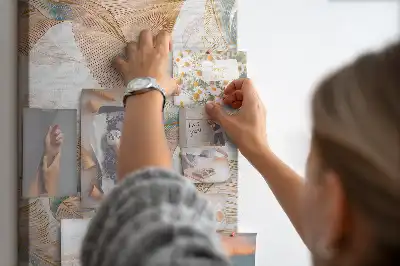 Wall cork memo board with bird feather motif
