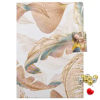 Wall cork memo board with bird feather motif