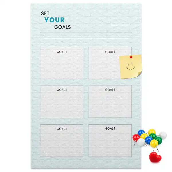 Cork note board for goal planning