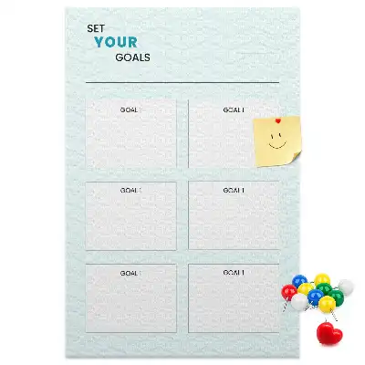 Cork note board for goal planning