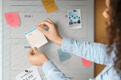 Cork note board for goal planning