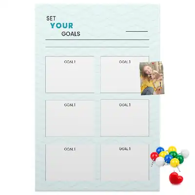 Cork note board for goal planning