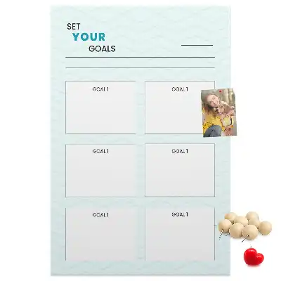 Cork note board for goal planning