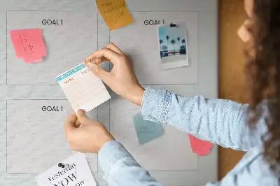 Cork note board for goal planning