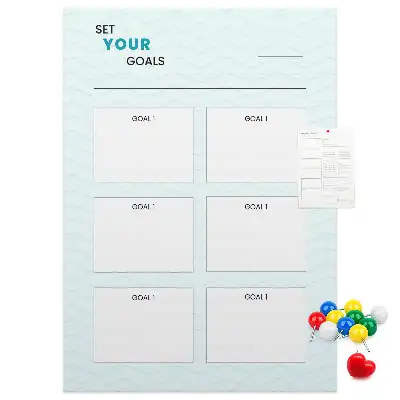 Cork note board for goal planning