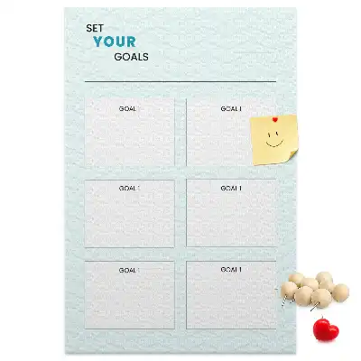 Cork note board for goal planning