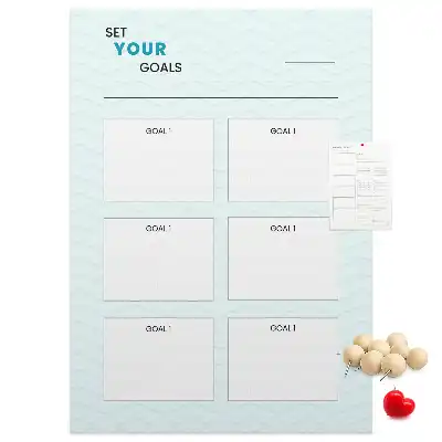 Cork note board for goal planning