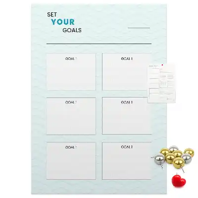 Cork note board for goal planning