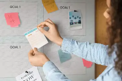 Cork note board for goal planning