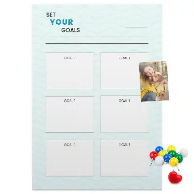 Cork note board for goal planning