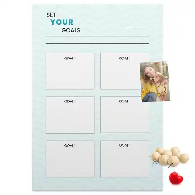 Cork note board for goal planning