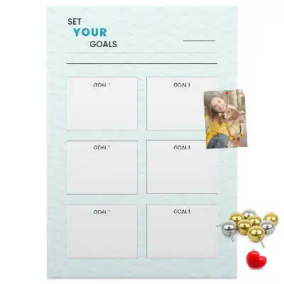 Cork note board for goal planning
