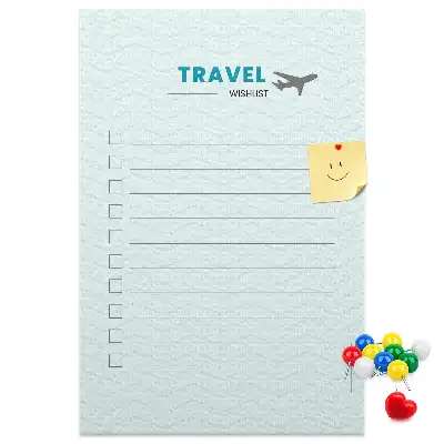 Cork pin board for travel planning