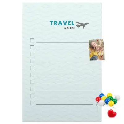 Cork pin board for travel planning