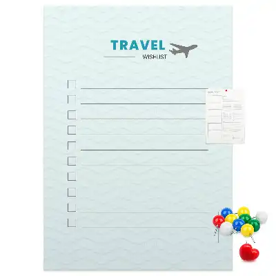 Cork pin board for travel planning