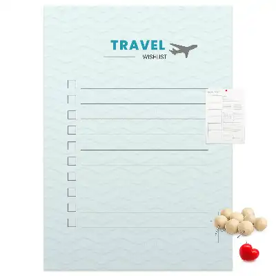 Cork pin board for travel planning