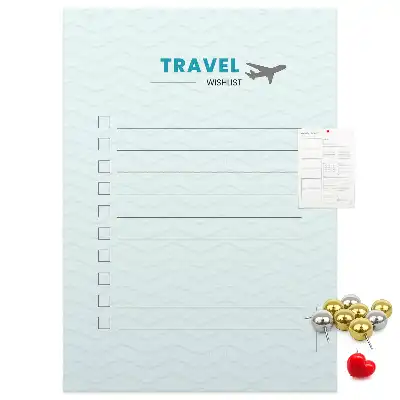 Cork pin board for travel planning