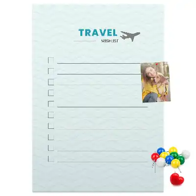 Cork pin board for travel planning