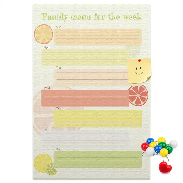 Cork pin board Menu planner
