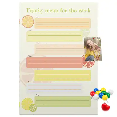 Cork pin board Menu planner