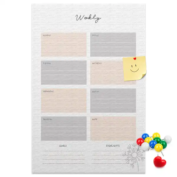 Wall cork memo board Weekly planner