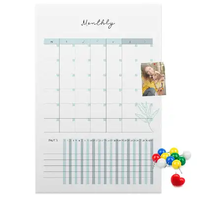 Monthly planner cork pin board
