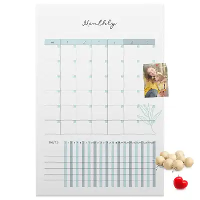 Monthly planner cork pin board