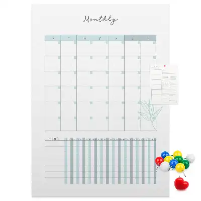 Monthly planner cork pin board