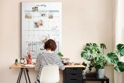 Monthly planner cork pin board