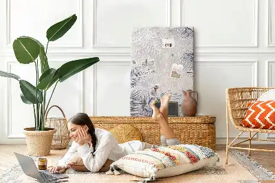Palm leaf print cork pin board