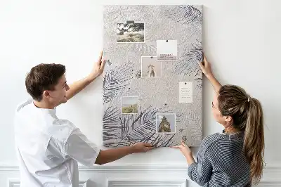 Palm leaf print cork pin board