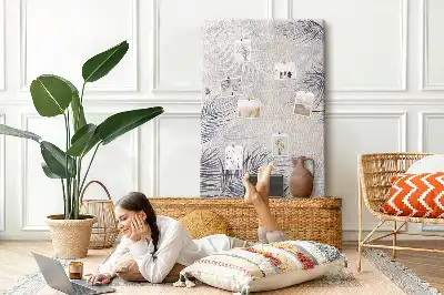 Palm leaf print cork pin board
