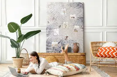 Palm leaf print cork pin board