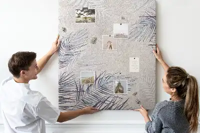 Palm leaf print cork pin board