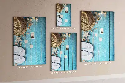 Cork note board with summer hat and flip-flops design