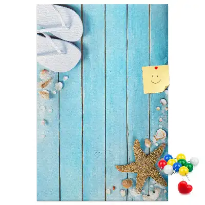 Wall cork memo board Shells on wood