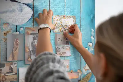 Shells on wood wall cork memo board