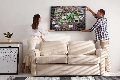 Cork memo board World map on the wall