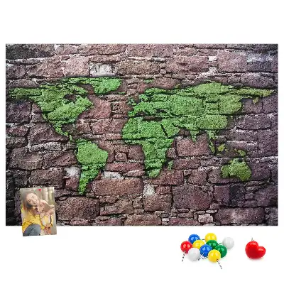 Cork memo board World map on the wall