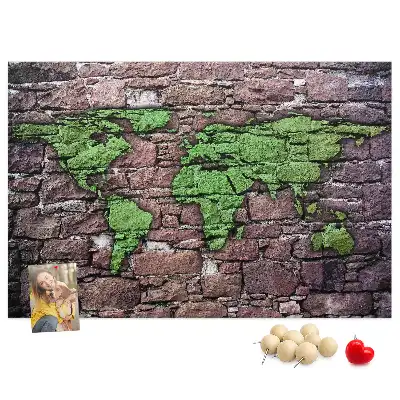 Cork memo board World map on the wall