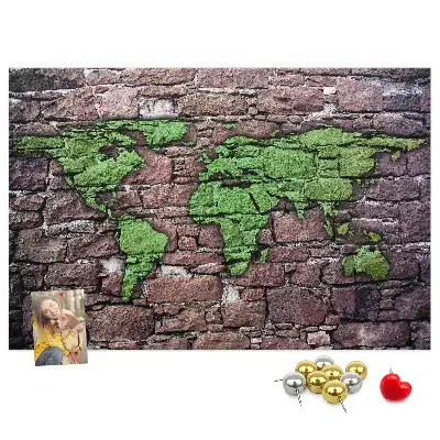 Cork memo board World map on the wall