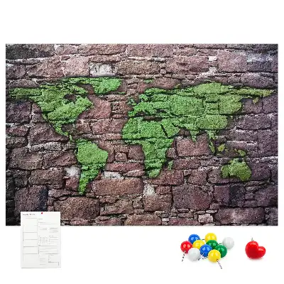 Cork memo board World map on the wall