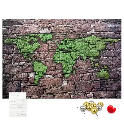 Cork memo board World map on the wall