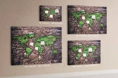 Cork memo board World map on the wall