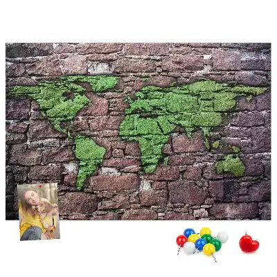 Cork memo board World map on the wall